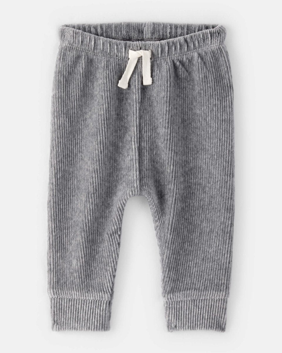 Pantalón de terciopelo acanalado gris liso