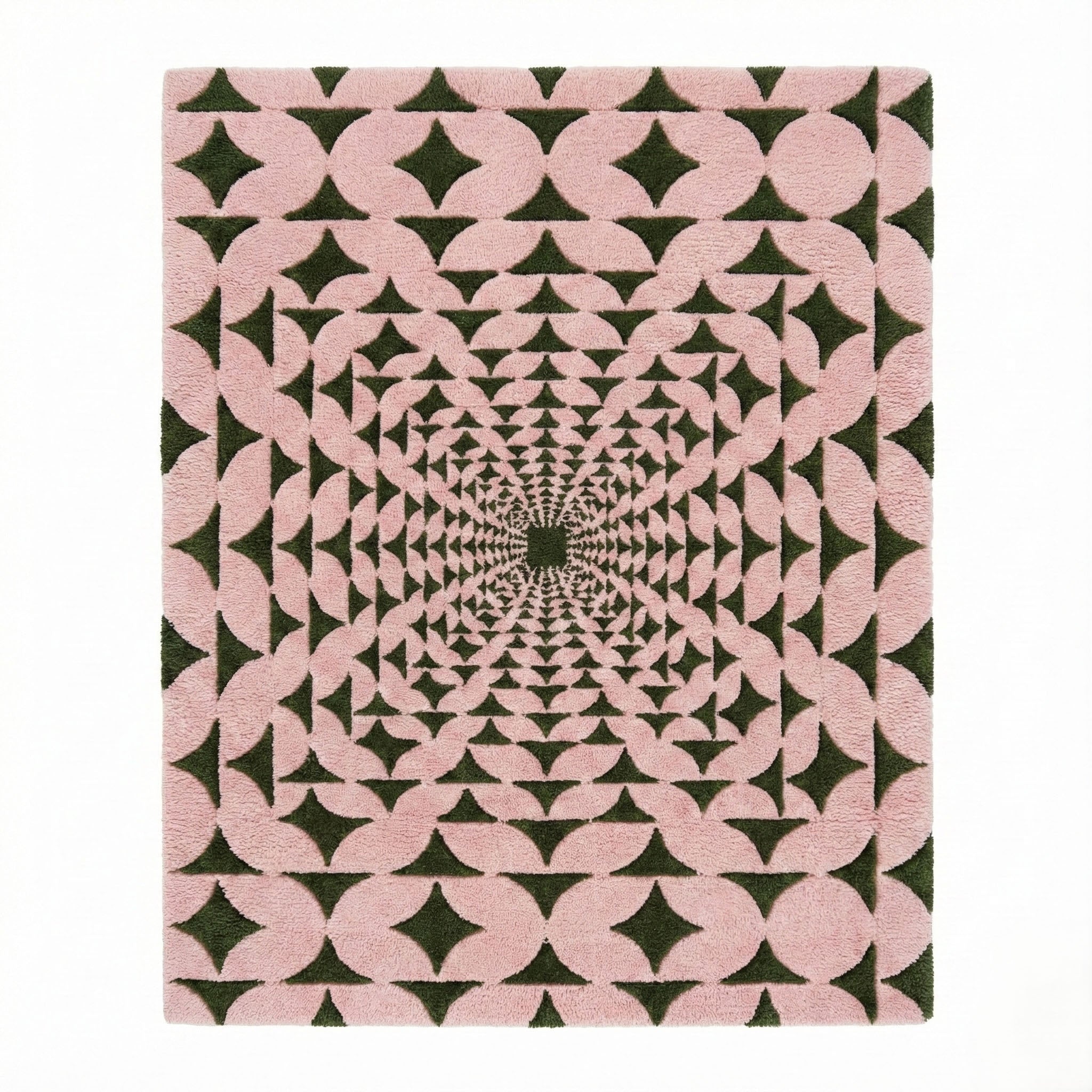 Pastel Olive Green Illusion Hand Tufted Wool Rug