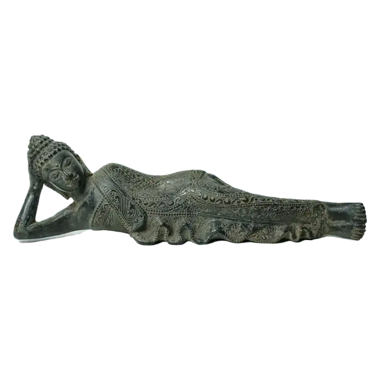 Patina Bronze Reclining Buddha Statue