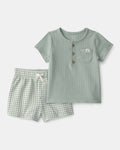 Conjunto 2 piezas camiseta de algodón y pantalón corto vichy