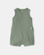 Pelele corto térmico, diseño liso verde