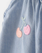 Pelele largo de algodón chambray sin mangas con bordado