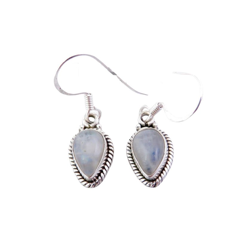 Pendientes Largos Agra de Piedra de Luna y Plata de Ley 925