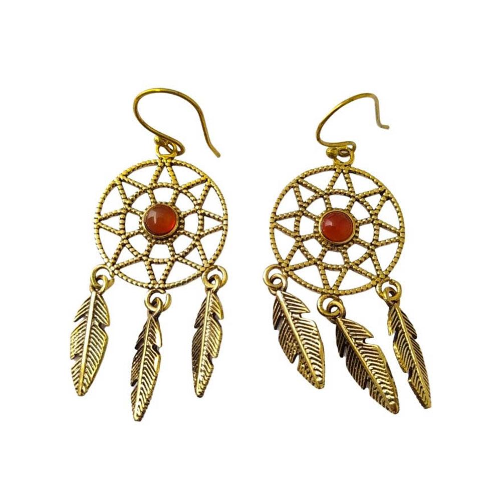 Pendientes Atrapasueños en Carneola y Bronce