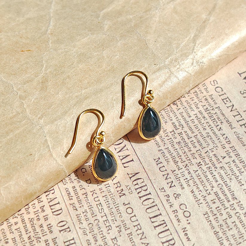 Pendientes 'Aurora' Ónix  S925 & Baño de Oro 18K