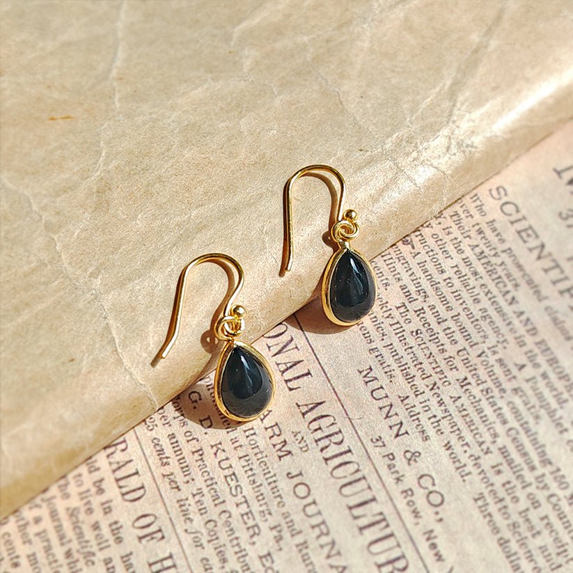 Pendientes 'Aurora' Ónix  S925 & Baño de Oro 18K