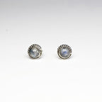 Pendientes Botón de Piedra de Luna y Plata de Ley 925