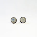 Pendientes Botón de Piedra de Luna y Plata de Ley 925