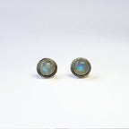 Pendientes Botón de Piedra de Luna y Plata de Ley 925