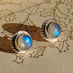 Pendientes Botón Labradorita y Plata de Ley 925