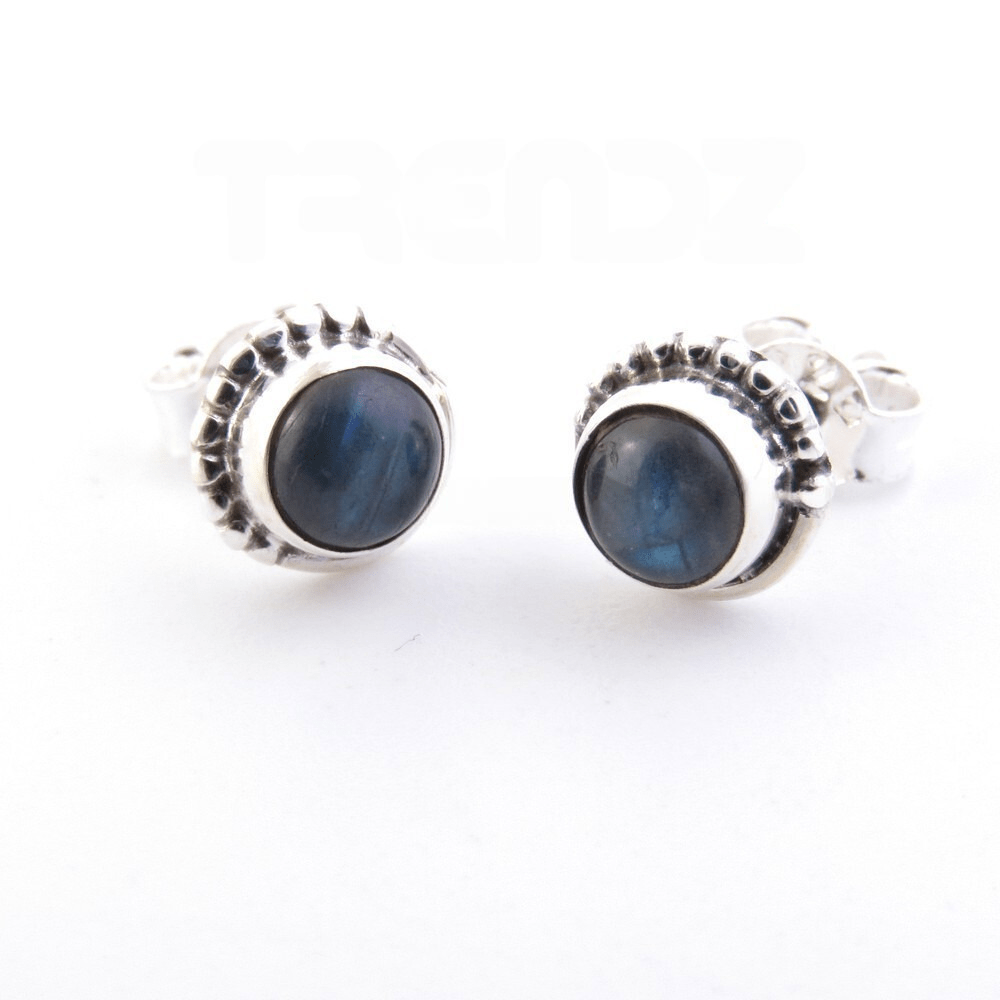 Pendientes Botón Labradorita y Plata de Ley 925