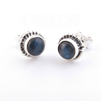 Pendientes Botón Labradorita y Plata de Ley 925