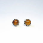 Pendientes Botón Ojo de Tigre y Plata de Ley 925