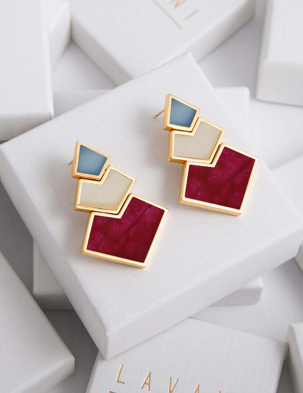 Pendientes Nefertiti Buganvilla, Azul Marino