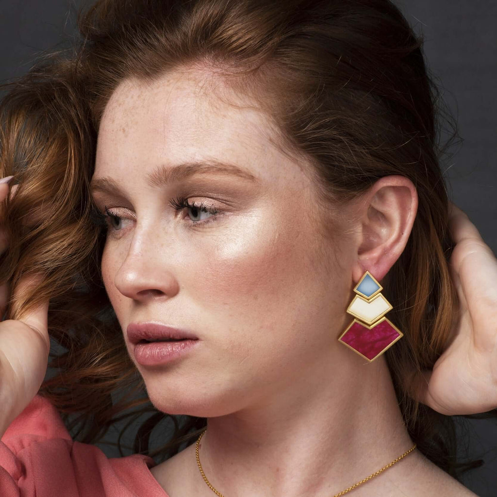 Pendientes Nefertiti Buganvilla, Azul Marino