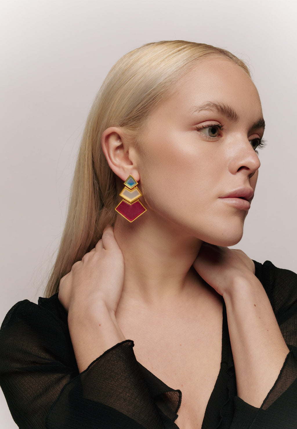 Pendientes Nefertiti Buganvilla, Azul Marino