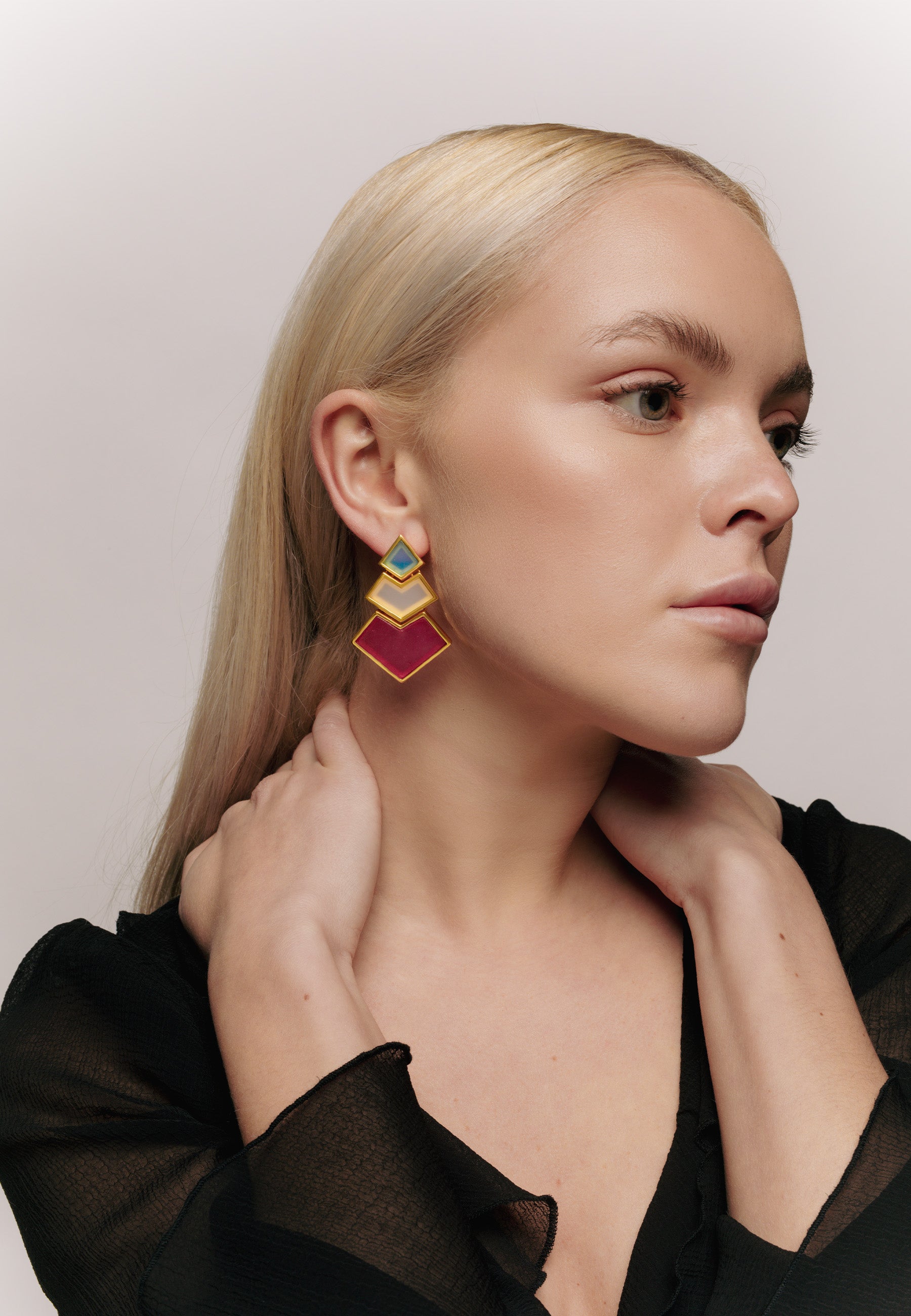 Pendientes Nefertiti Buganvilla, Azul Marino