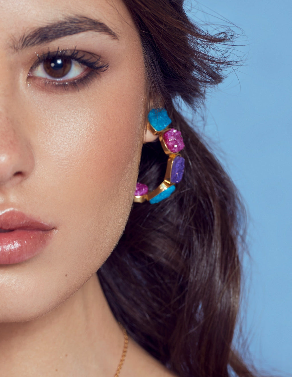 Pendientes Rainbow Buganvilla y Turquesa