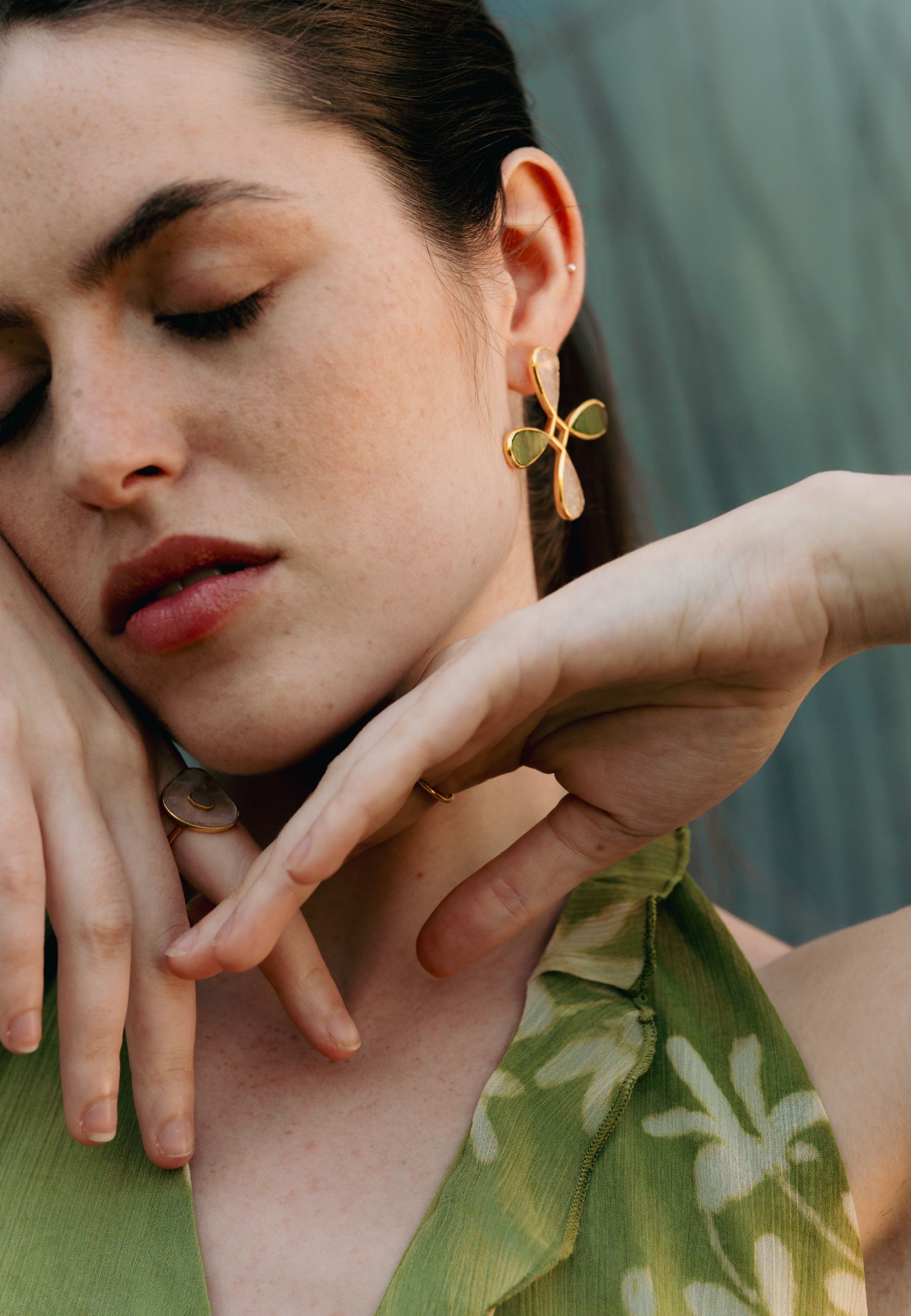 Pendientes Namasté Verde, Rosa