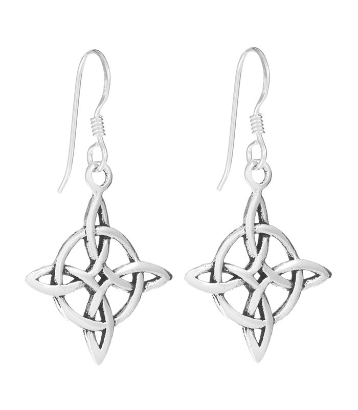 Pendientes Largos de Nudo de Bruja en Plata de Ley 925