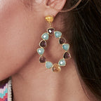 Pendientes Palmira Morado, aguamarina