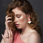 Pendientes Nefertiti Rosa, Fucsia, Blanco