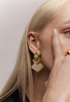 Pendientes Nefertiti Gris, Blanco