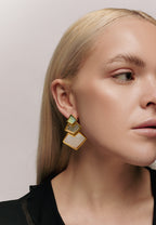 Pendientes Nefertiti Gris, Blanco