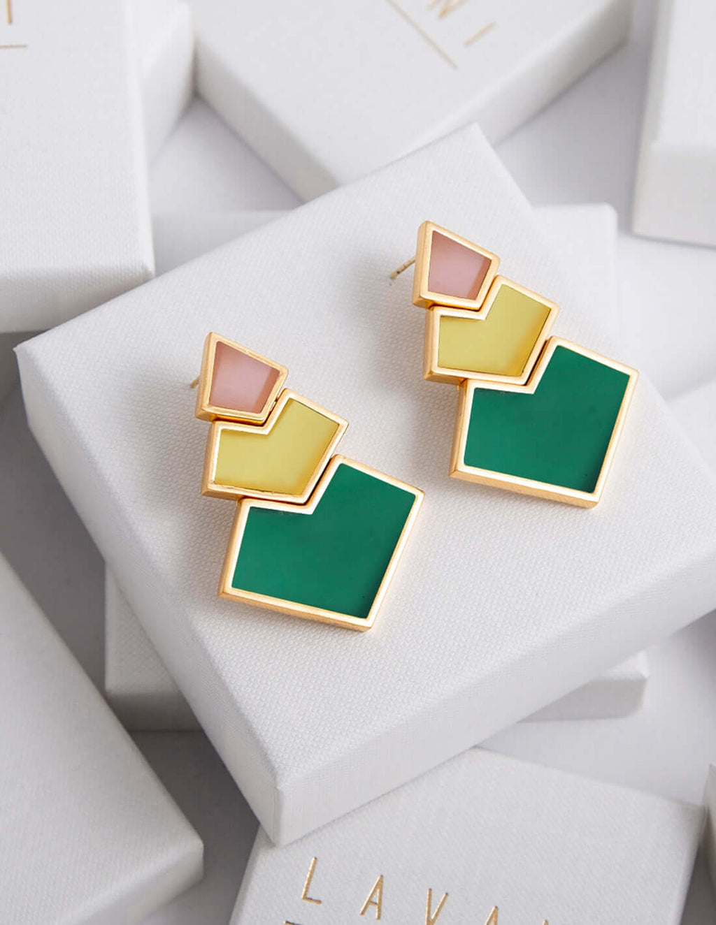 Pendientes Nefertiti Naranja, Amarillo, Verde