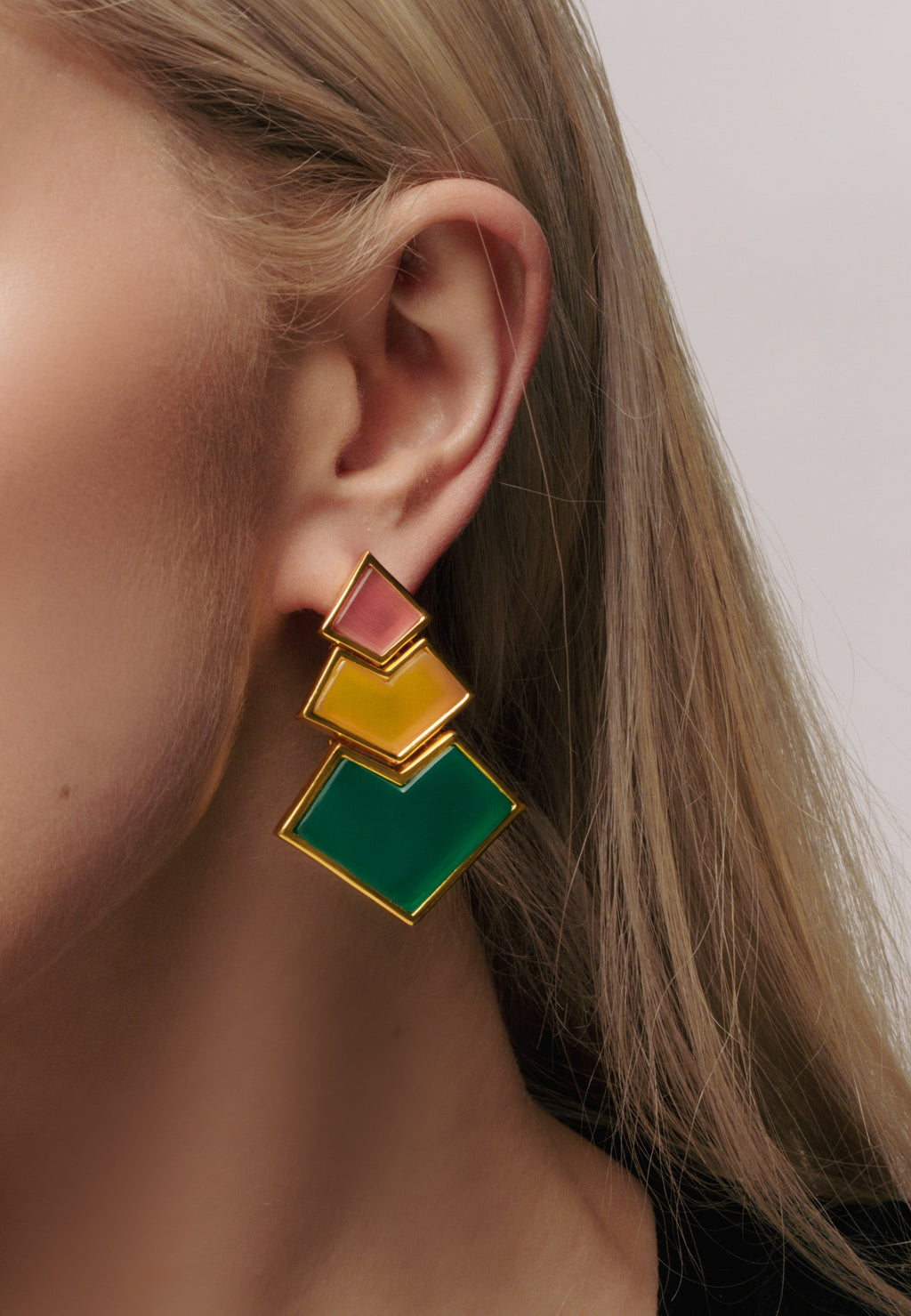 Pendientes Nefertiti Naranja, Amarillo, Verde