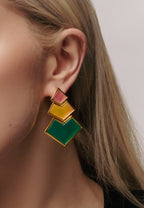 Pendientes Nefertiti Naranja, Amarillo, Verde