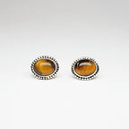 Pendientes Óvalo Ojo de Tigre y Plata de Ley 925