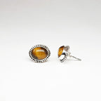 Pendientes Óvalo Ojo de Tigre y Plata de Ley 925