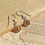 Pendientes 'Quilla' Ojo de Tigre y Plata de Ley 925