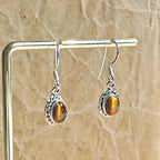 Pendientes 'Quilla' Ojo de Tigre y Plata de Ley 925