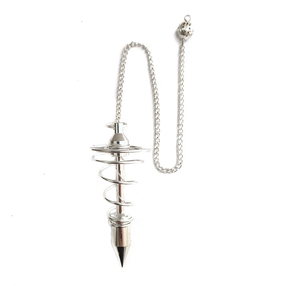 Péndulo Espiral de Metal Plateado