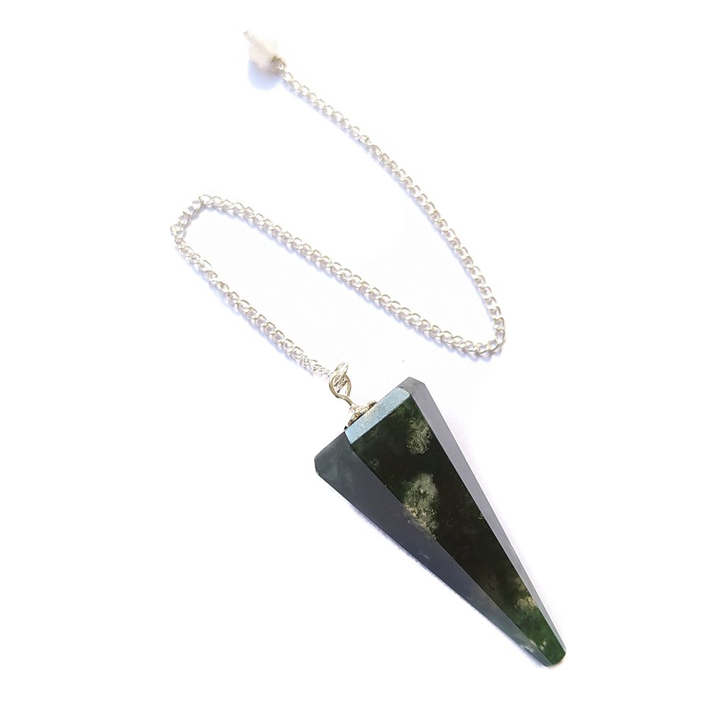 Péndulo Facetado de Ágata Musgo