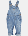 Peto denim knit azul con estampado de corazones