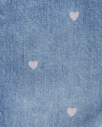 Peto denim knit azul con estampado de corazones