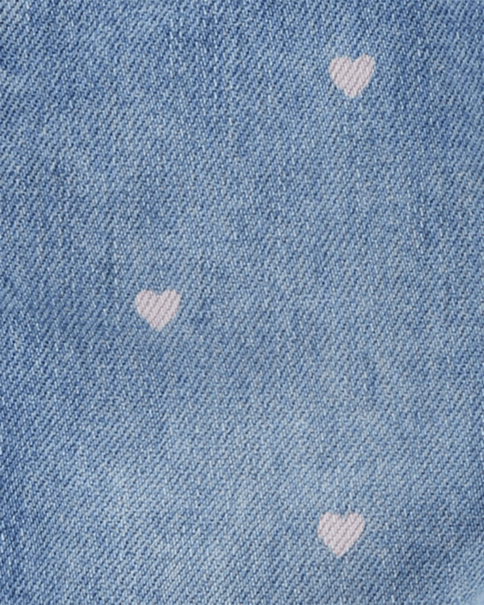 Peto denim knit azul con estampado de corazones
