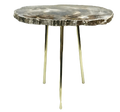Petrified Wood Agate Quartz Organic Edge Accent Table