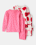 Pijama 4 piezas de algodón con diseño corazones
