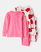 Pijama 4 piezas de algodón con diseño corazones