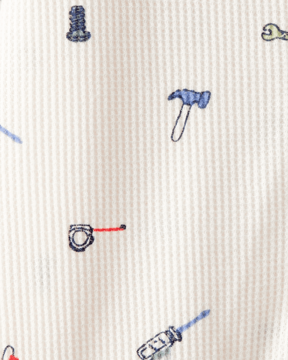 Pijama de algodón con estampado de construcción blanco