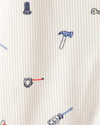 Pijama de algodón con estampado de construcción blanco