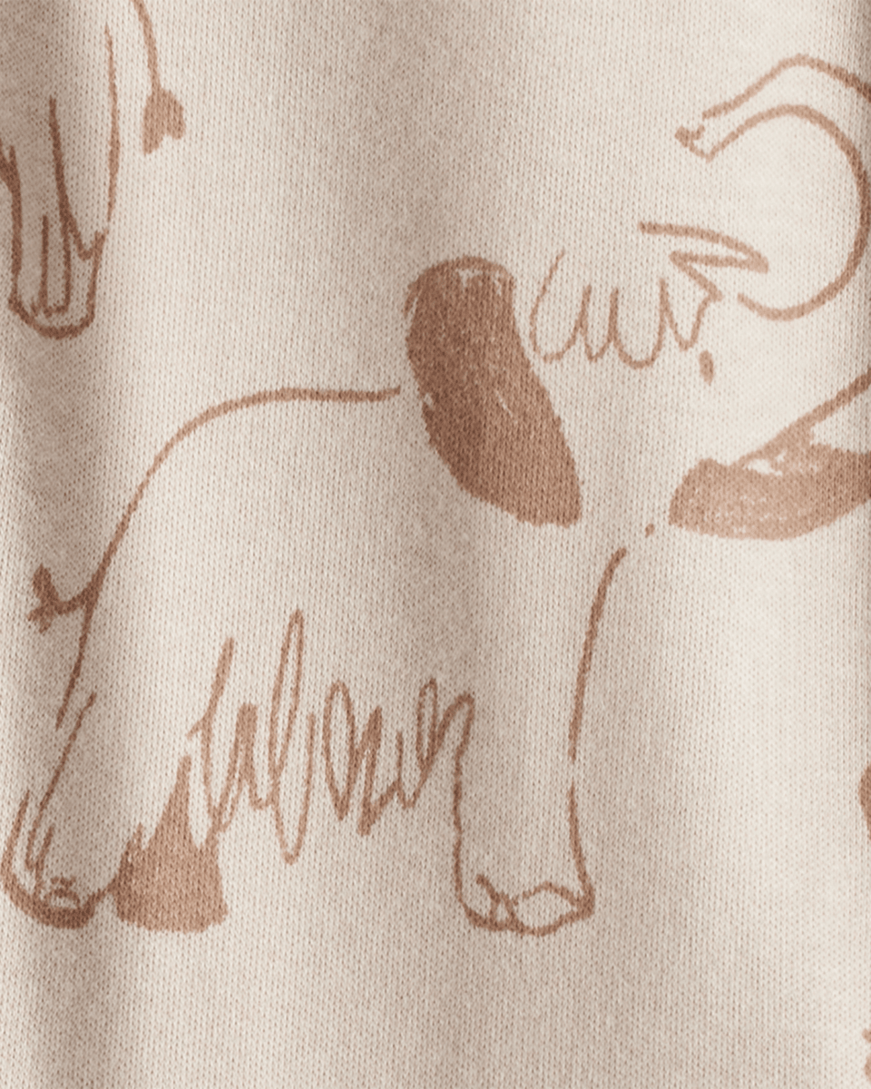 Pijama de algodón con estampado de mamut beige