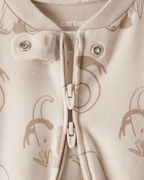Pijama de algodón con estampado de mamut beige