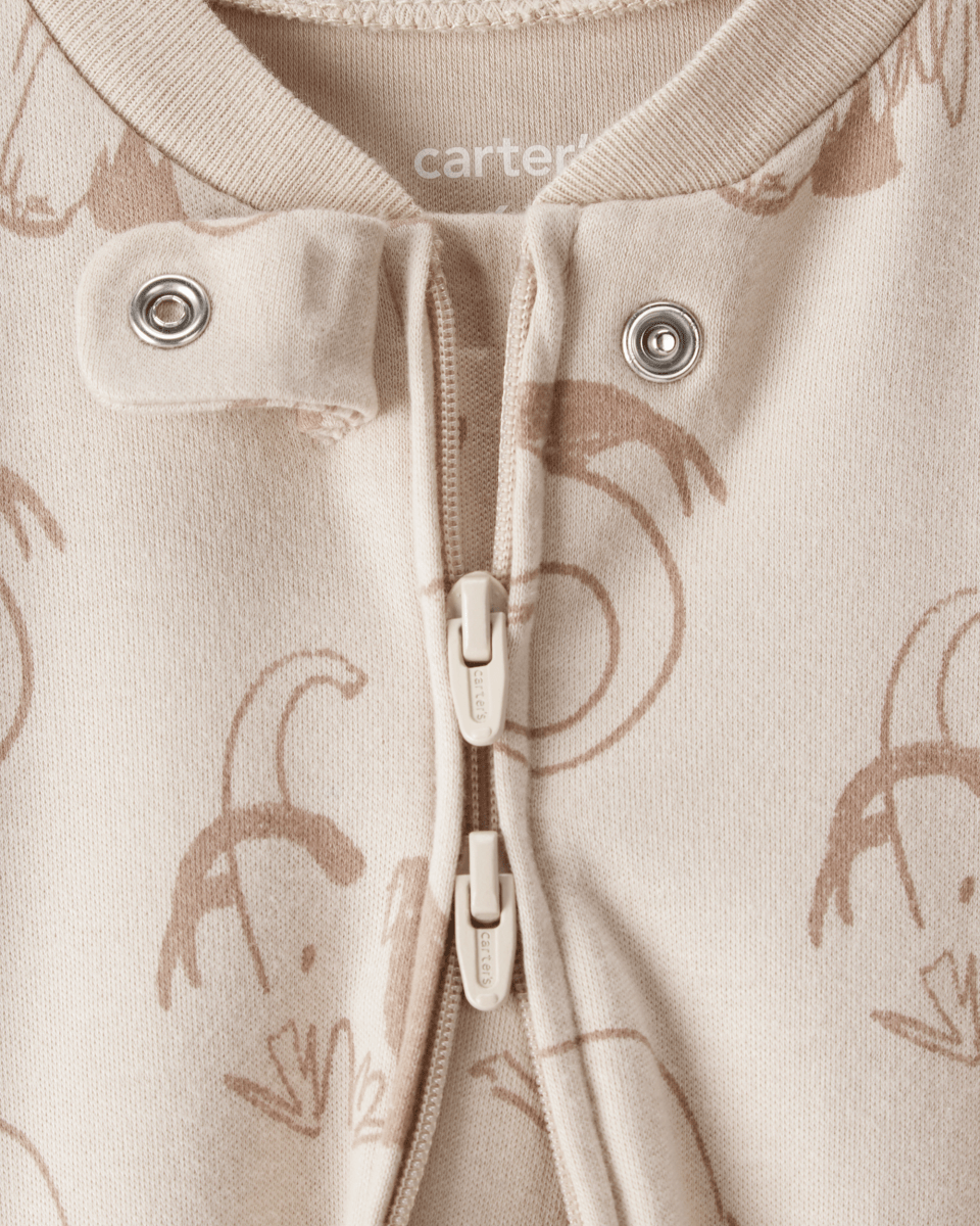 Pijama de algodón con estampado de mamut beige
