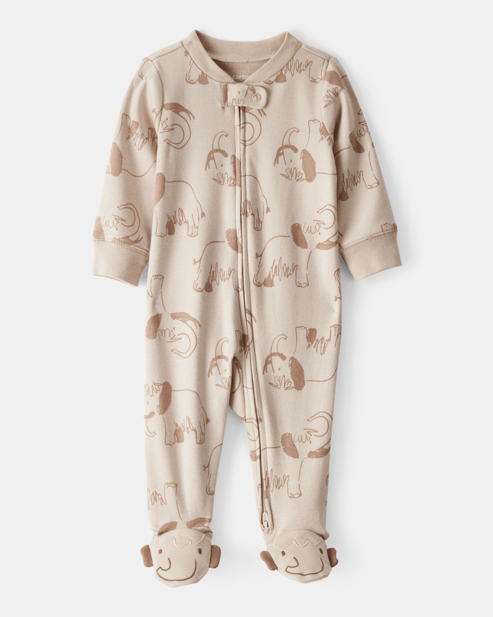 Pijama de algodón con estampado de mamut beige