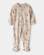 Pijama de algodón con estampado de mamut beige